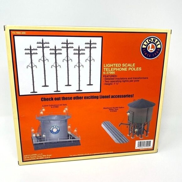 Lionel SCALE TELEPHONE POLES LIGHTED SKU 6-37995 Model Trains Hobby Collectible - Picture 6 of 8